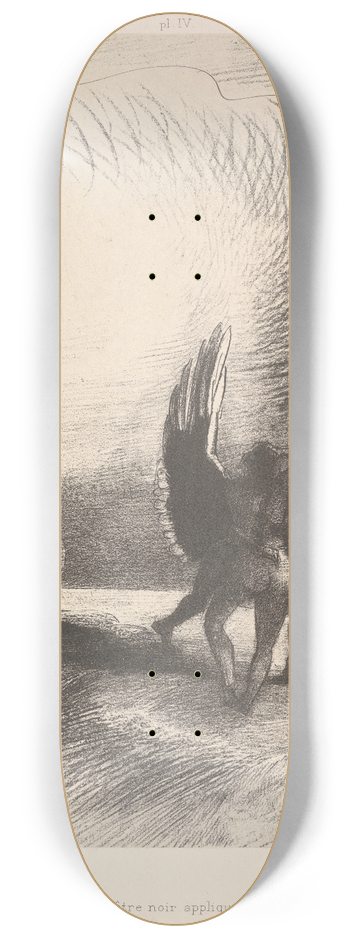 Odilon Redon - In the shadow of the wing, the black creature bit 8.25 inch art skate deck