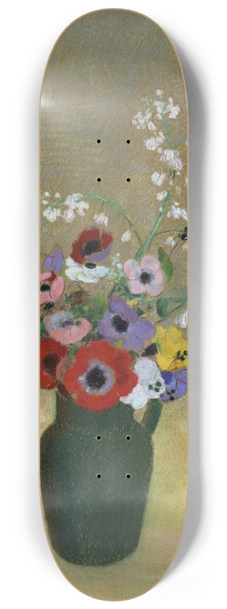 Odilon Redon - Large Green Vase with Mixed Flowers 8.25 inch art skate deck