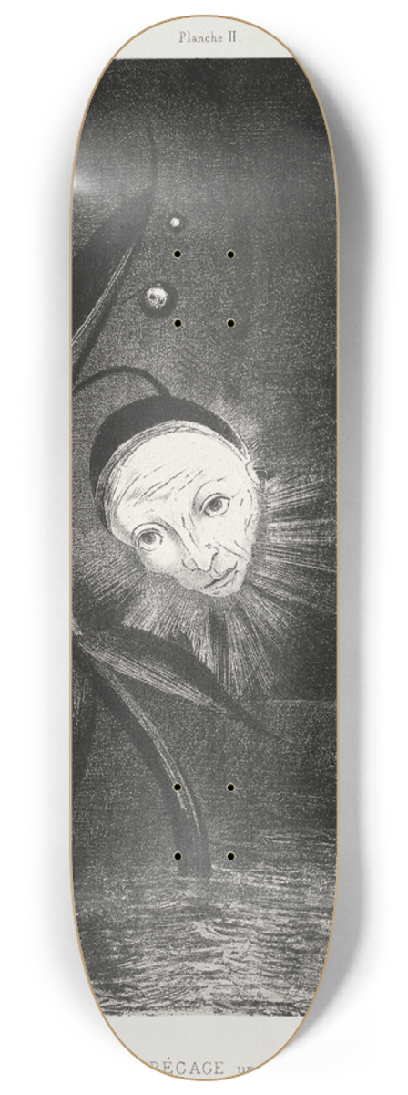 Odilon Redon - The Marsh Flower, a Sad Human Head 8.25 inch art skate deck
