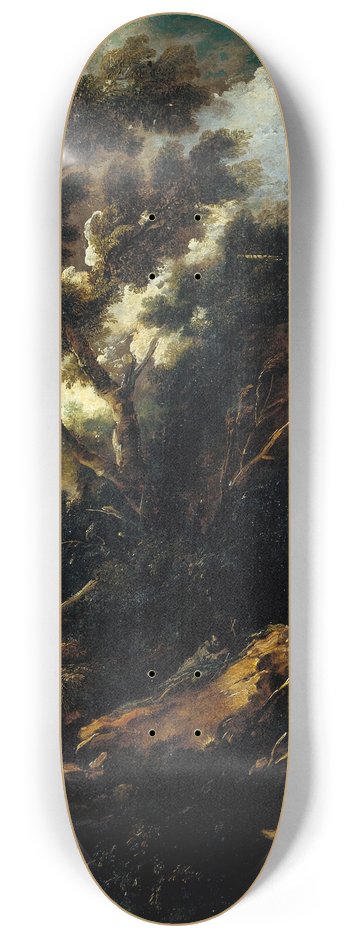 Antonio Francesco Peruzzini - Landscape with a Reading and a Praying Franciscan 8.25 inch art skate deck