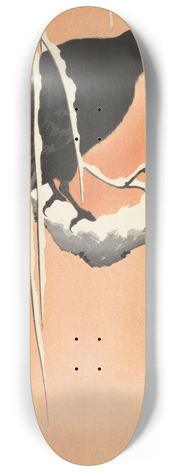 Ohara Koson - Crow on snowy branch 8.25 inch art skate deck