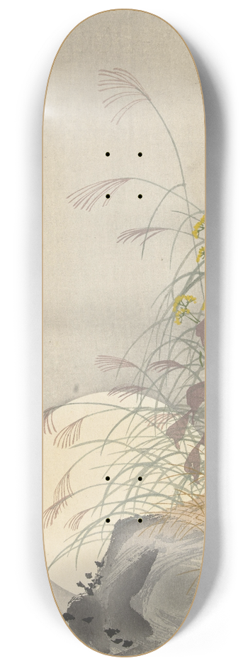 Ohara Koson - Grasses at full moon 8.25 inch art skate deck