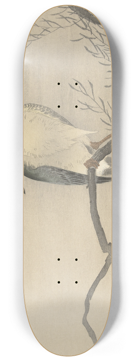 Ohara Koson - Quack on whimsical branch 8.25 inch art skate deck