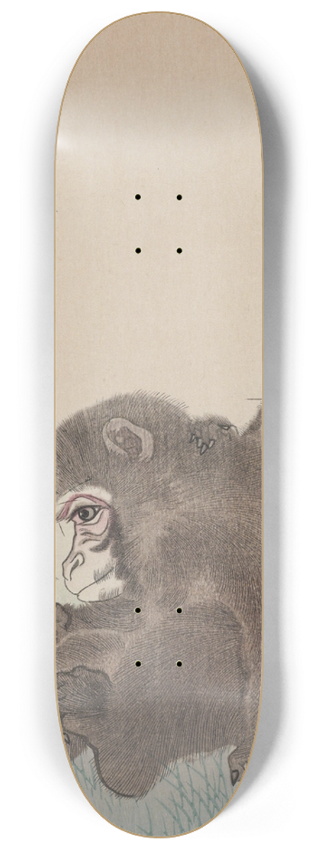 Ohara Koson - Two monkeys with butterfly 8.25 inch art skate deck