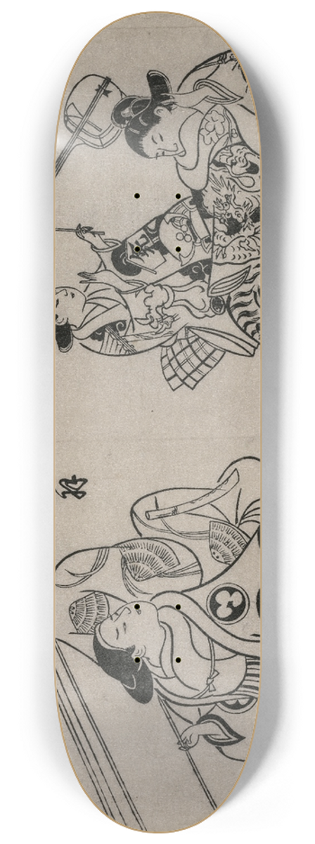 Okumura Masanobu - Three Courtesans with a Client 8.25 inch art skate deck