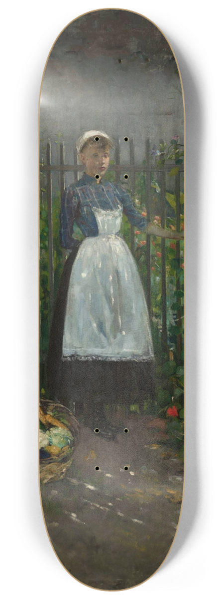 Olga Boznanska - Girl with a basket of vegetables in the garden 8.25 inch art skate deck