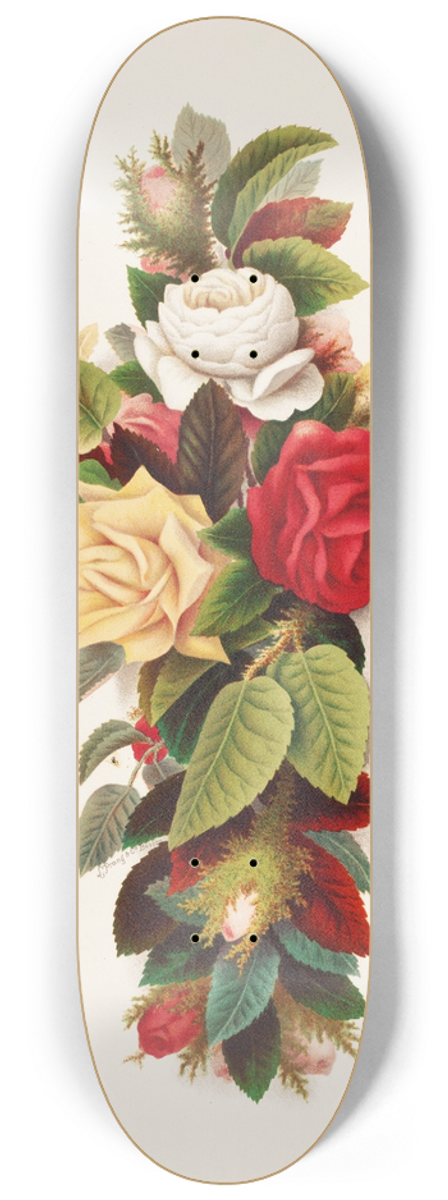 Olive E Whitney - Cross of Roses 8.25 inch art skate deck