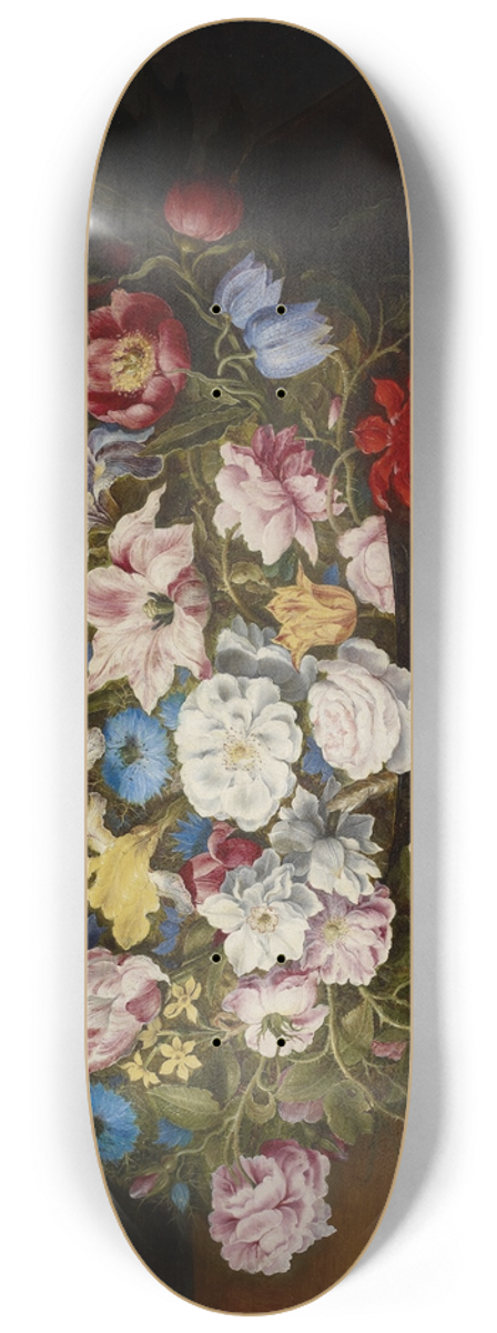 Osias Beert the Elder - Still Life of Flowers in a Basket 8.25 inch art skate deck