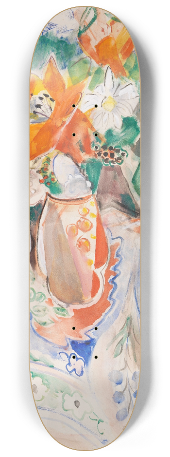 Oskar Moll - Blumenstillleben mit Schssel und gestreiftem Krug 8.25 inch art skate deck