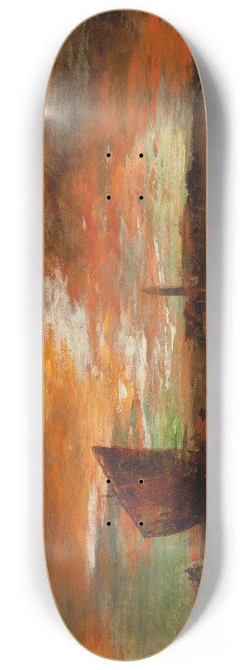 Oswald Achenbach - A scene at dusk in Venice 8.25 inch art skate deck
