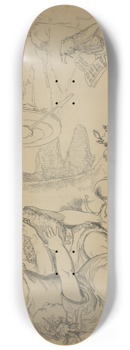 Otho Cushing - The awakening of Bryanhilde; the Rhine maidens warning 8.25 inch art skate deck