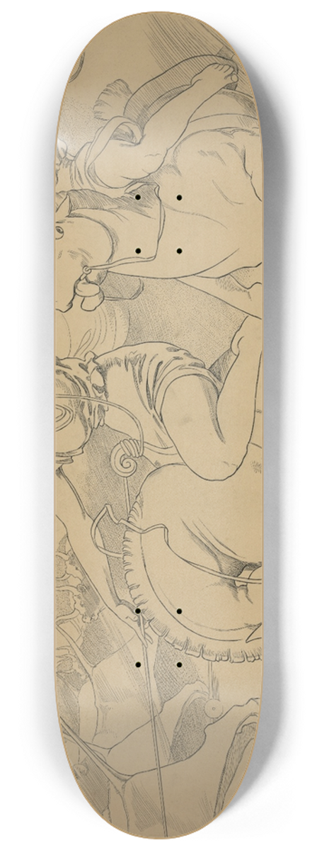 Otho Cushing - The goddess of hunting, at the request of Pallas Columbia, accustoms Teddysses to the perils of the chase 8.25 inch art skate deck