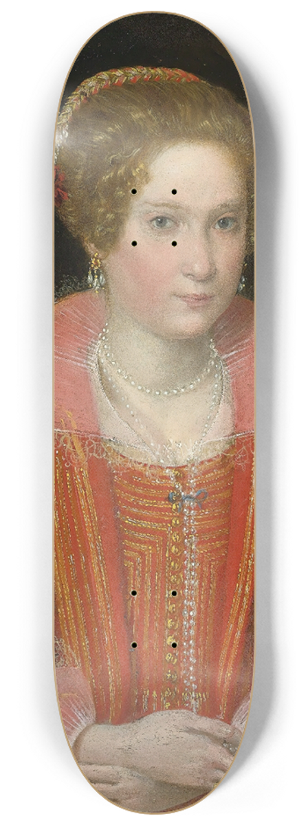Ottavio Leoni - Portrait Of A Lady, Half-Length, Dressed In Pink 8.25 inch art skate deck