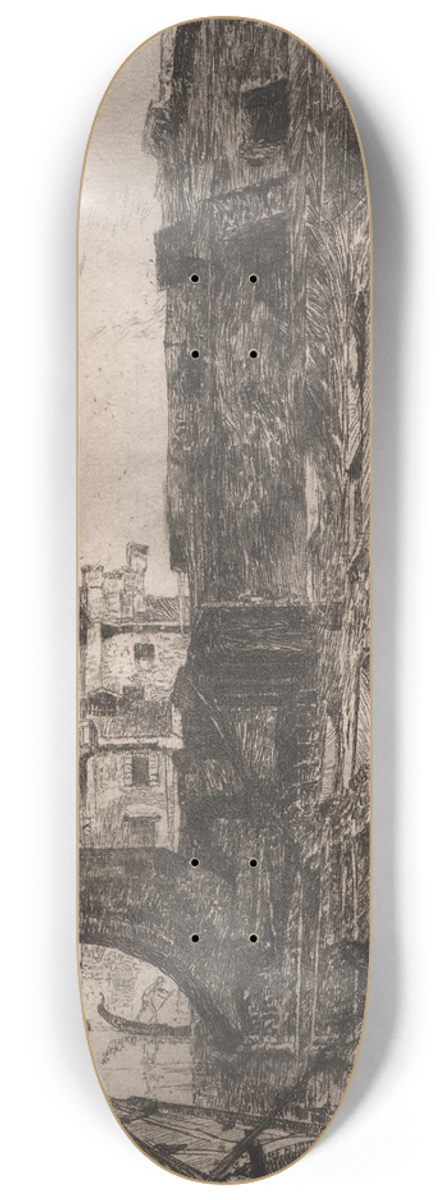 Otto Henry Bacher - Ponte del Pistor, Venice 8.25 inch art skate deck