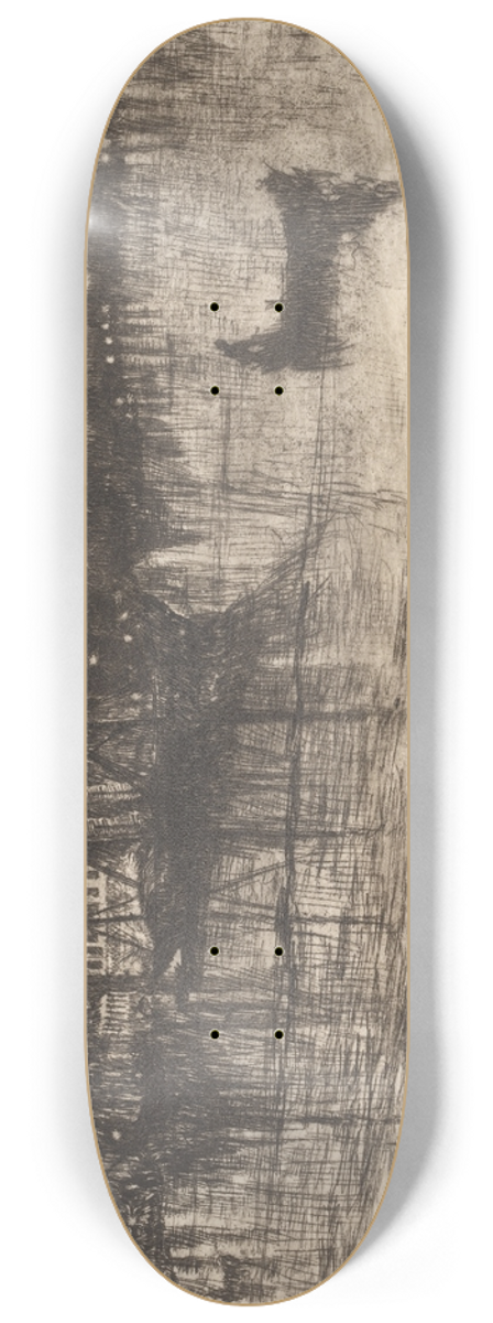 Otto Henry Bacher - Rainy Night, Venice 8.25 inch art skate deck