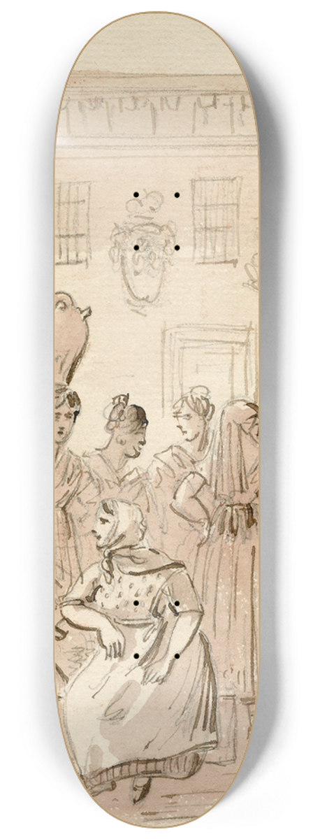 Otto Howen - Groep vrouwen verzameld op een plein 8.25 inch art skate deck