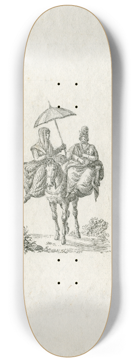 Otto Howen - Twee vrouwen en een kind op een paard 8.25 inch art skate deck