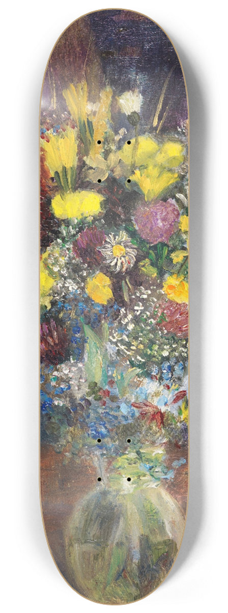 Otto Modersohn - Blumen vor blaugetntem Grund 8.25 inch art skate deck