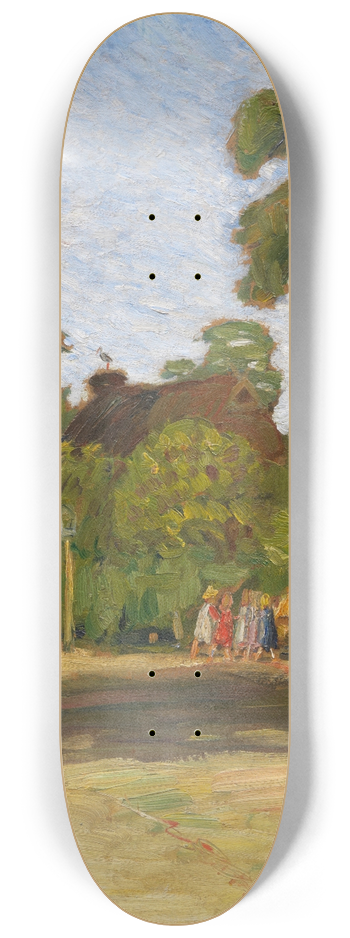 Otto Modersohn - Sptsommernachmittag in Fischerhude mit Mdchengruppe 8.25 inch art skate deck
