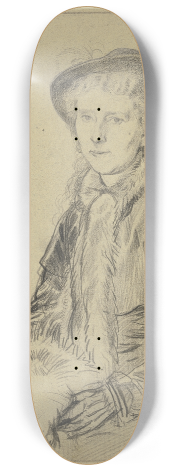 Otto Scholderer - Luise Scholderer sitzend, im Reisekostm mit Muff 8.25 inch art skate deck