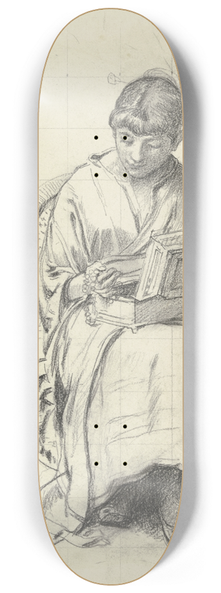 Otto Scholderer - Sitzende Frau mit Schmuckkasten aus den Maskierten 8.25 inch art skate deck