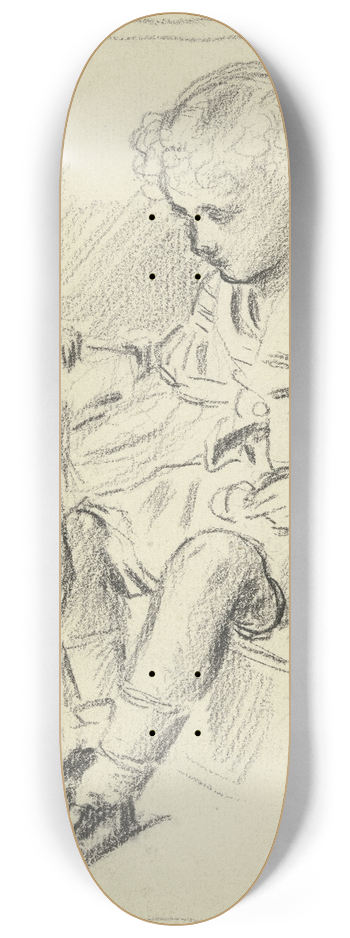 Otto Scholderer - Sitzender Knabe mit sitzendem Hund 8.25 inch art skate deck