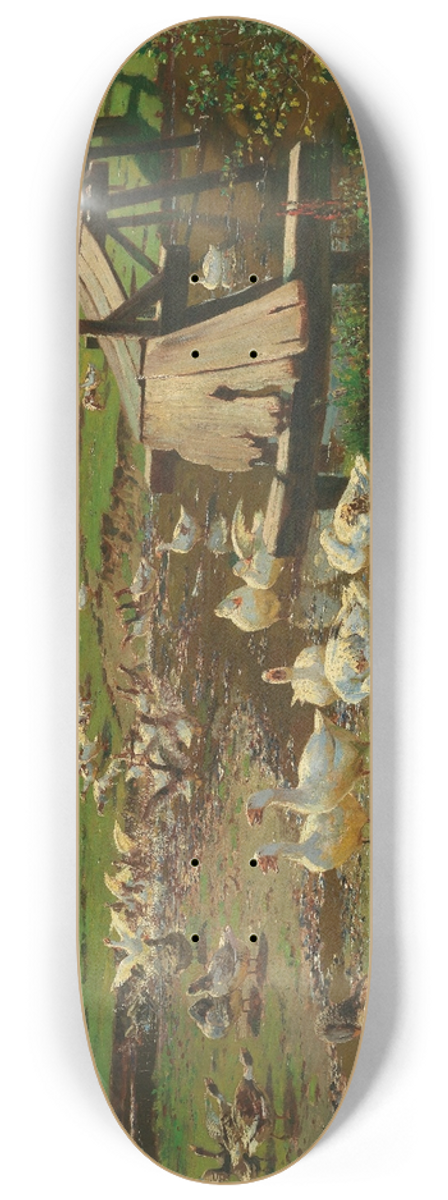 Adolf Lins - A Summer Day, Geese By A Pond 8.25 inch art skate deck