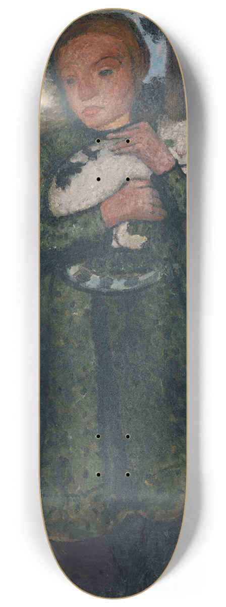 Paula Modersohn-Becker - Girl in a birch forest with cat 8.25 inch art skate deck