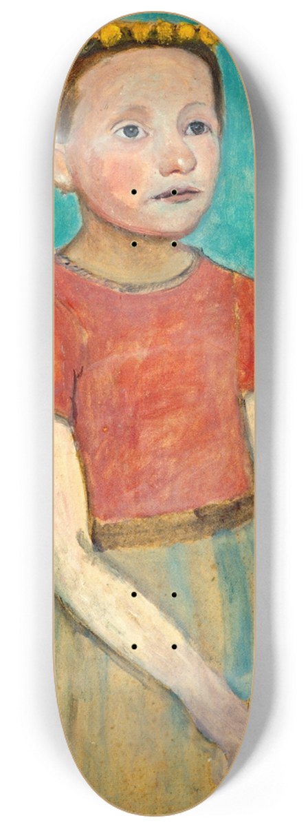Paula Modersohn-Becker - Half figure of a girl with a yellow wreath in her hair 8.25 inch art skate deck