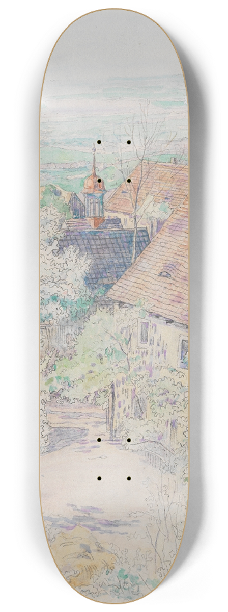 Paul Baum - Blick aus Homberg an der Efze ber blhende Bume 8.25 inch art skate deck