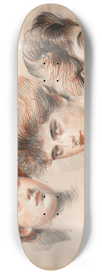 Paul Csar Helleu - Portrait dYvonne Avolle, de face, de profil  droite et  gauche 8.25 inch art skate deck