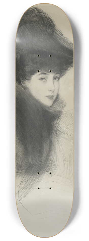 Paul Csar Helleu - Portrait of Consuelo Vanderbilt, The Duchess of Marlborough 8.25 inch art skate deck