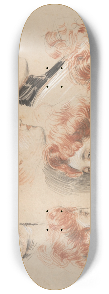 Paul Csar Helleu - Six Studies of the head of a Lady traditionally identified as Mrs. Gertrude Vanderbilt Whitney 8.25 inch art skate deck