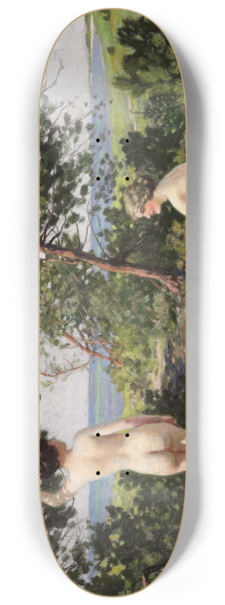 Paul Fischer - To badepiger i et krat ved kysten ved Hornbk 8.25 inch art skate deck