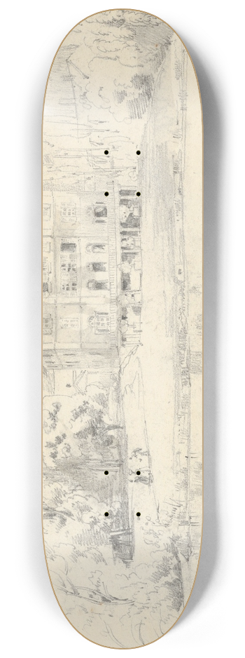 Paul Huet - View of the Chteau at Folembray 8.25 inch art skate deck