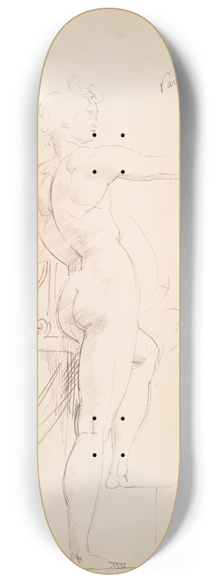 Paul-Jacques-Aim Baudry - Study of Apollo for Marsyas (recto) 8.25 inch art skate deck