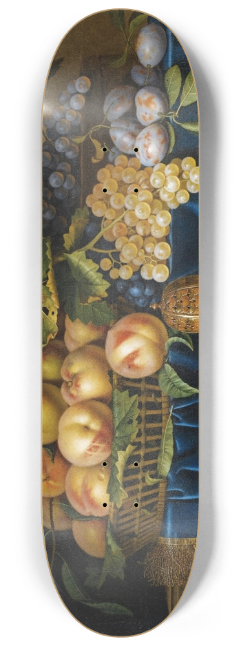 Paul Ligeois - Nature morte aux pches, raisins, prunes et saupoudreuse en vermeil 8.25 inch art skate deck