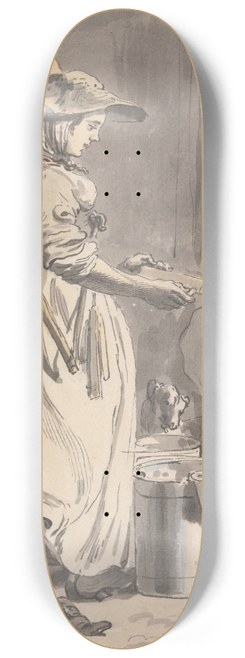 Paul Sandby - London Cries; A Milkmaid 8.25 inch art skate deck