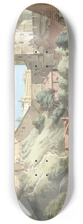 Paul Sandby - Windsor Castle- The Round Tower, Royal Court and Devils Tower from the Black Rod 8.25 inch art skate deck