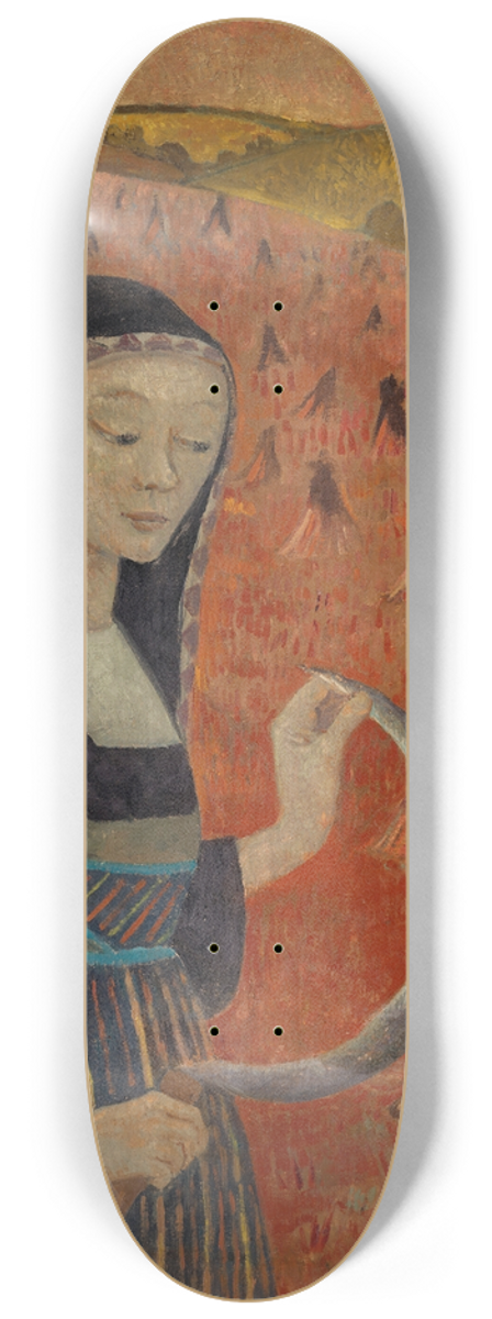 Paul Srusier - Bretonne  la faucille dans un champ de bl noir 8.25 inch art skate deck
