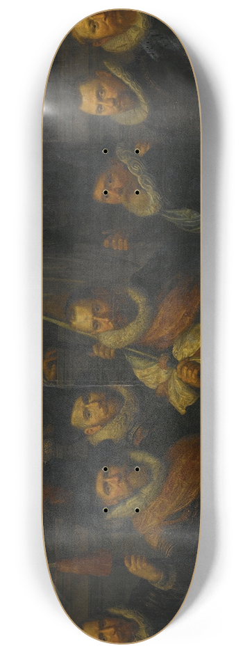 Paulus Moreelse - Officers and other civic Guardsmen of the IIIrd District of Amsterdam, under the Command of Captain Jacob Gerritsz Hoyngh and Lieutenant Nanningh Florisz Cloeck 8.25 inch art skate deck