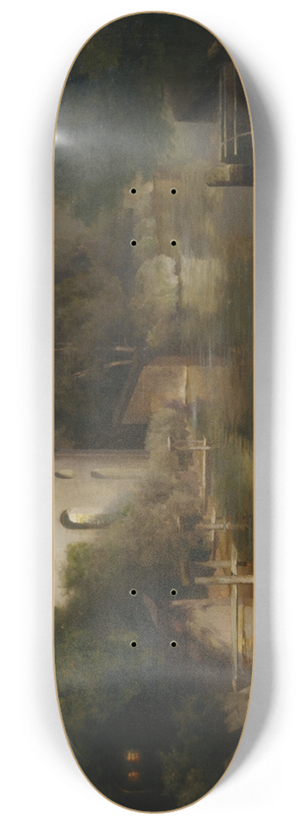 Paul Wilhelm Keller-Reutlingen - Flusslauf mit Kapelle von Frstenfeldbruck 8.25 inch art skate deck