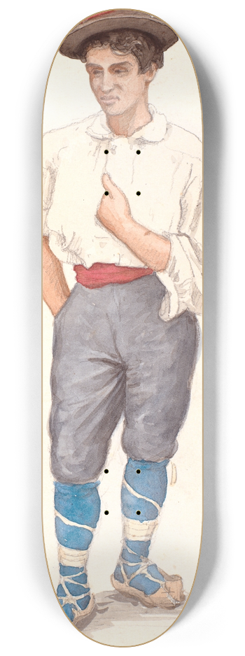 P. C. Skovgaard - Italiensk mand med snresko og hat med fjer 8.25 inch art skate deck