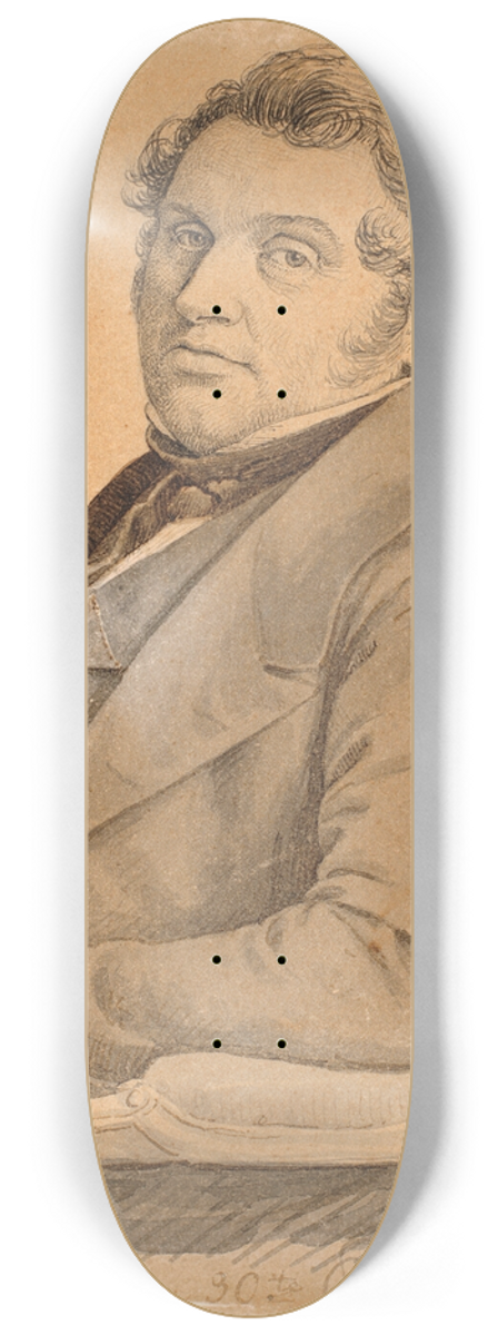 P. C. Skovgaard - Portrt af en siddende, korpulent mand i halvfigur, trekvart profil mod venstre 8.25 inch art skate deck