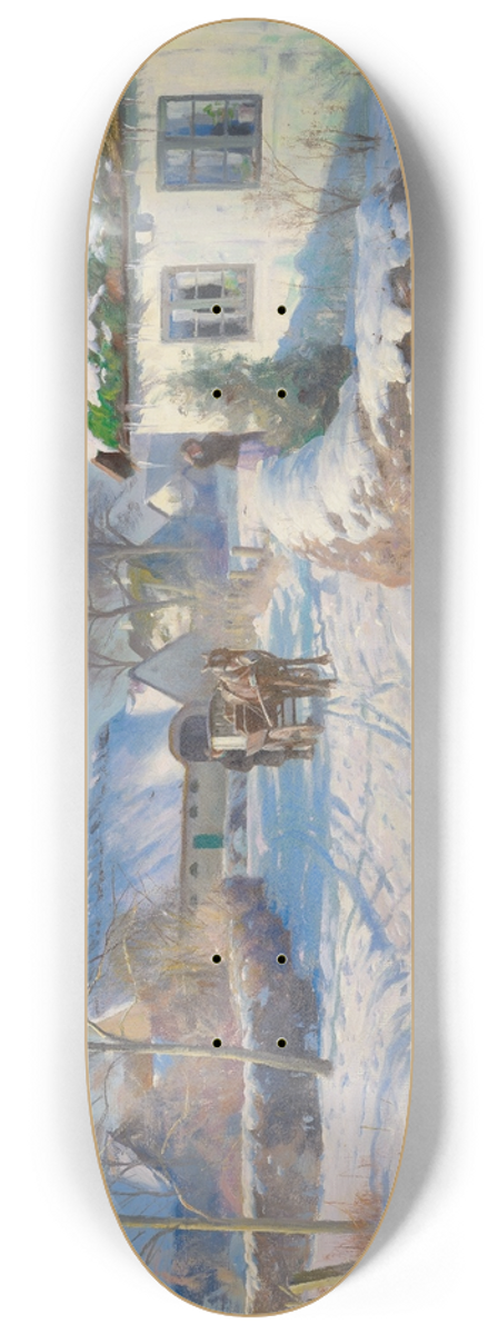 Peder Mrk Mnsted - A village in the snow 8.25 inch art skate deck