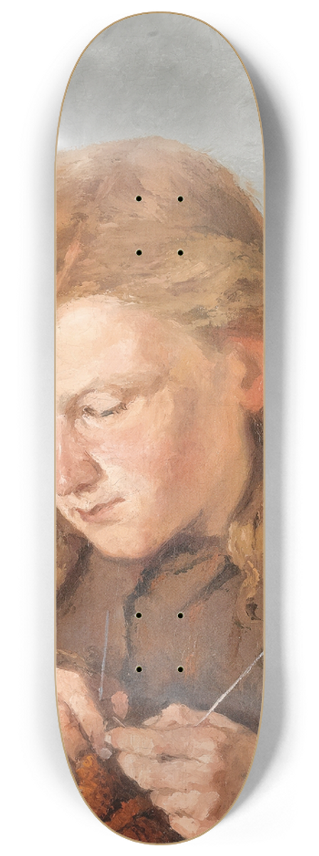 Pericles Pantazis - Young Girl Knitting 8.25 inch art skate deck
