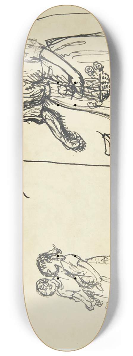 Peter Hansen - To sm piger, der strr blomster To udkast p samme blad 8.25 inch art skate deck