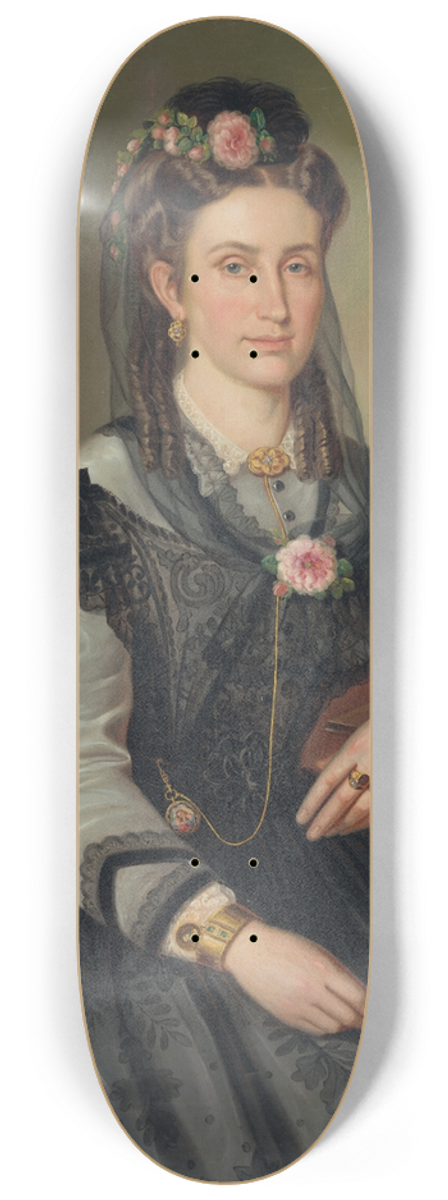 Peter Michal Boh - Portrait of a Seated Lady (Mrs. Ilona Kubnyiov-Zmekalov) 8.25 inch art skate deck