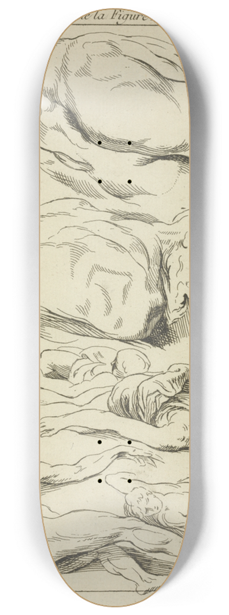 Peter Paul Rubens - Six studies of male figures in various prone and supine positions 8.25 inch art skate deck