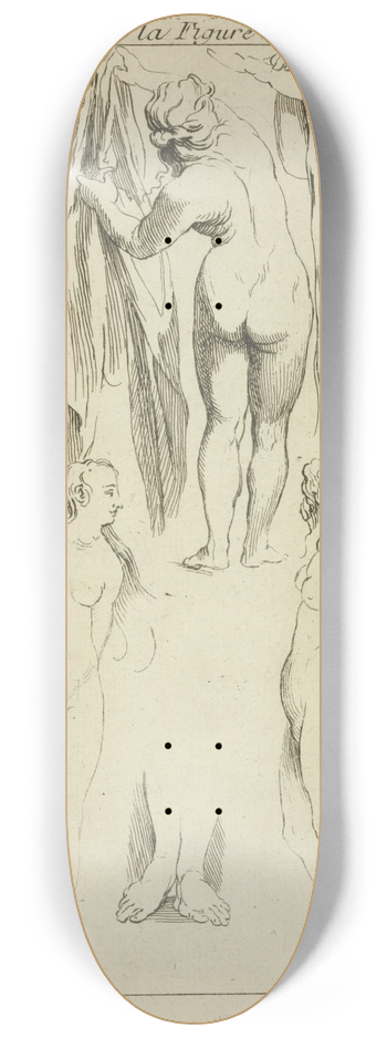 Peter Paul Rubens - Studies of standing female nudes and a pair of feet 8.25 inch art skate deck
